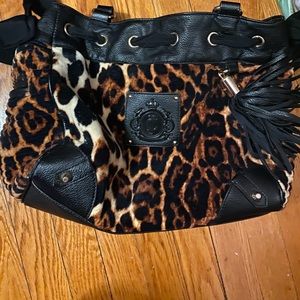 Used vintage juicy couture leopard velour tote